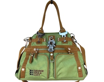 George Gina & Lucy DOYOURTHING Green Nylon Shoulder Handbag – Y2K Designer Large Utility Tote