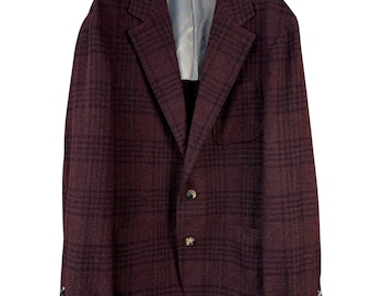 Chaqueta deportiva de lana a cuadros burdeos de Brunello Cucinelli, chaqueta de diseño italiana de lujo para hombre.
