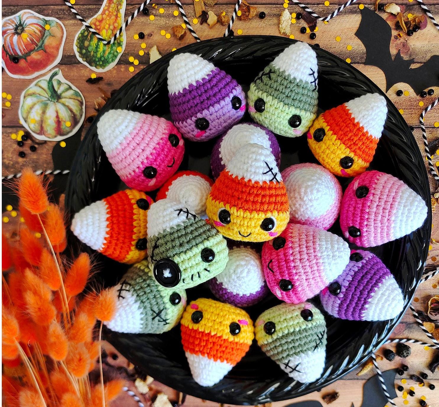 30 Candy Corn Crochet Patterns to Sweeten Your Autumn Decor 3 Mini Candy Corn Amigurumi Pattern in Multiple Languages