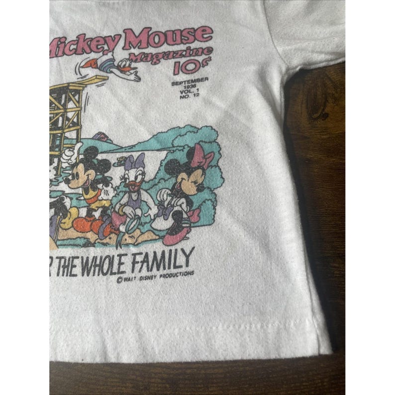 Walt Disney Productions Vintage Kids Mickey Mouse Magazine Tshirt Toddler Size image 4