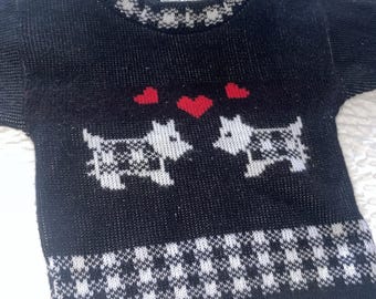 Vintage Jet Set Sweaters Girls Scottie Dog  Sweater Hearts Size 4 80's USA Made