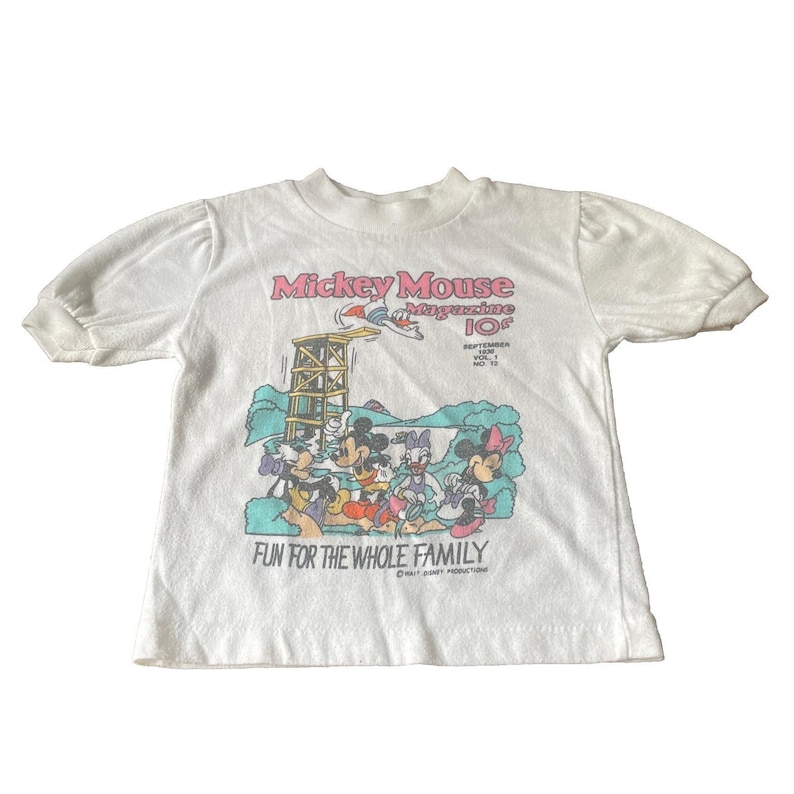 Walt Disney Productions Vintage Kids Mickey Mouse Magazine Tshirt Toddler Size image 1