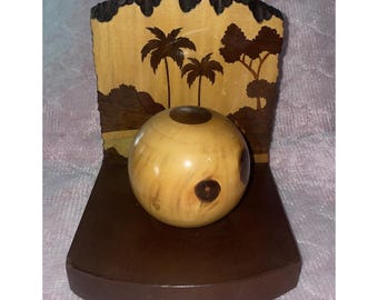 Carlos Zipperer Sobr. Wooden Bookend Made In Brazil  Island Scene