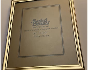 Vintage Solid Brass 8x10 Photo Frame Freestanding or Wall Hanging Lacquer Coated