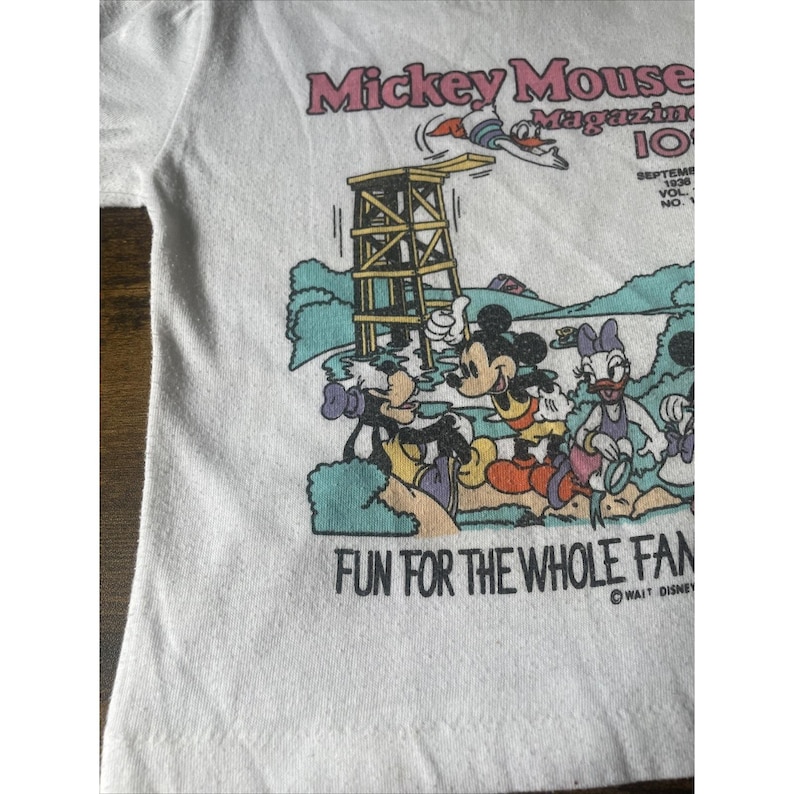 Walt Disney Productions Vintage Kids Mickey Mouse Magazine Tshirt Toddler Size image 3