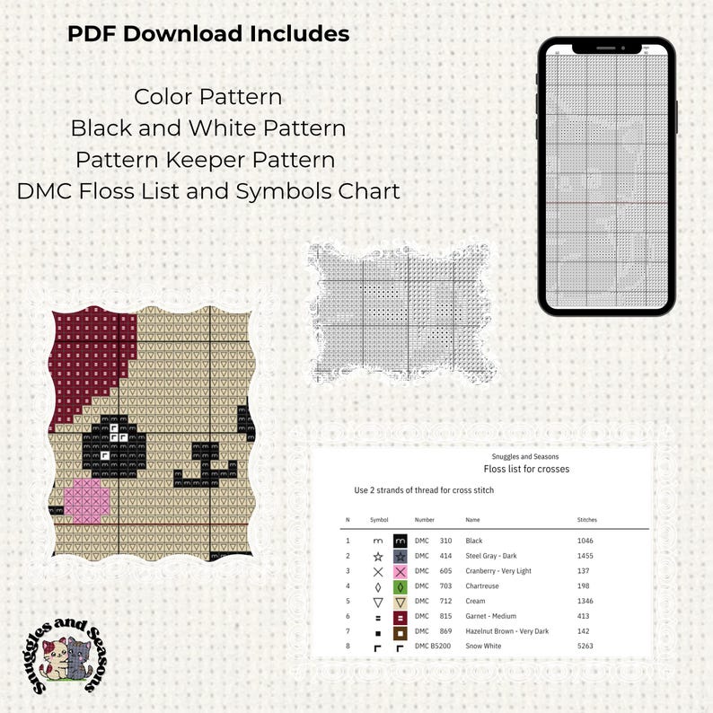 Schema per punto croce con scoiattolo patchwork, accogliente trapunta autunnale, arte animale, download PDF immediato, facile, adatto ai principianti, fai da te, stile cottagecore, regalo a tema natura. immagine 7
