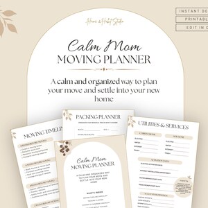 Calm Mom Moving Planner | Checklist, Organizer, New Home PDF (Editable Canva)