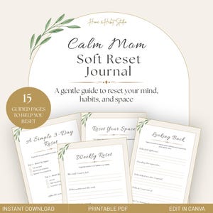 Soft Reset Journal for Overwhelmed Moms | Mental Reset Planner (PDF Download)