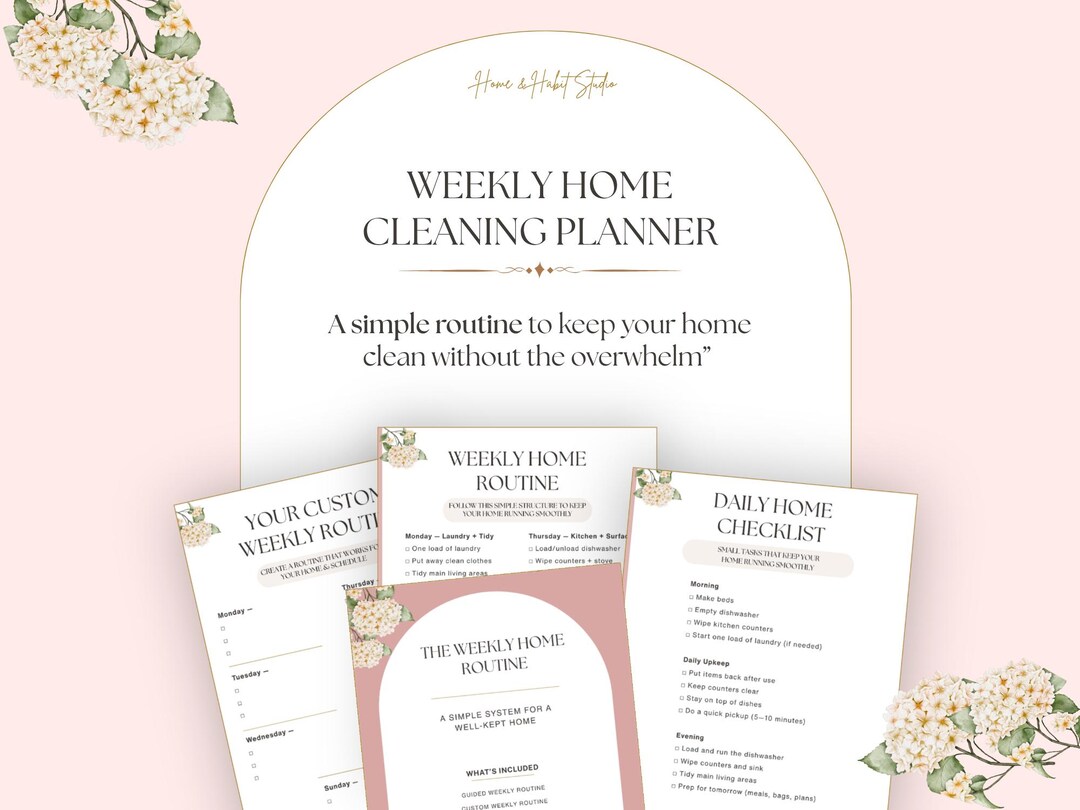 Weekly Home Routine Printable, Cleaning Schedule for Adults, Minimalist ...