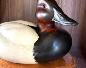 Vintage Hand-Painted Signed Wooden Duck Decoy