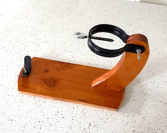 Traditional Wooden Ham Carving Stand, Adjustable Metal Hoop, Jamón Holder