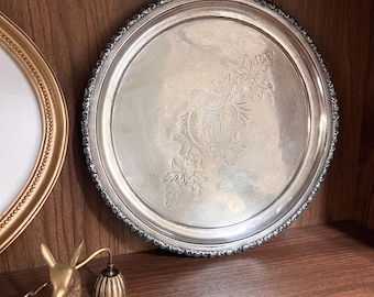 Antique Quadruple Silver-Plated Tray 12”