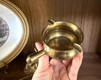 Vintage Solid Brass Ashtray, Coffee Table Decor, Mid Century Interior, Man Cave Accessory