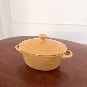 Vintage Stoneware Petite Casserole Dish with Lid