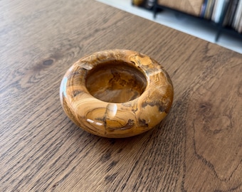 Vintage Handcrafted Onyx Ashtray Mid-Century Modern Marble Stone Catchall Coffee Table Accessory