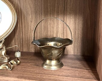 Vintage Brass Basket with Handle