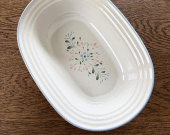 Vintage Stoneware Bowl, Made in Japan, Yamaka Fascino Oval Floral Serving Dish, Cottage Tableware
