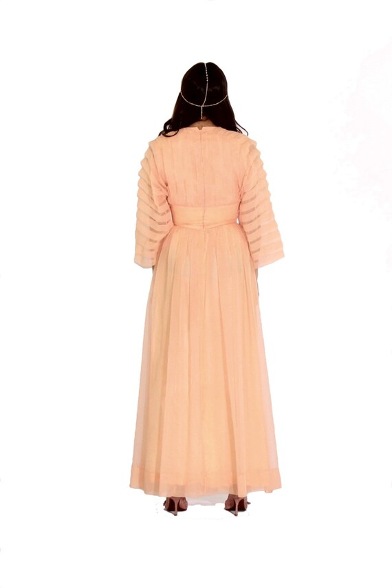 Peach Chiffon Bohemian Maxi Dress XS S - image 3
