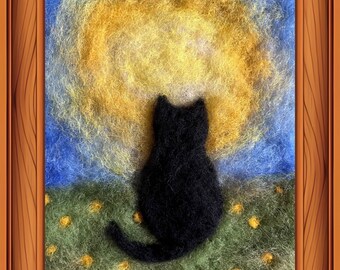 Dipinto in feltro fatto a mano "alla luce del sole"