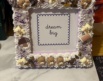 Marco de fotos Decoden hecho a mano con forma de osito de peluche, 4x4