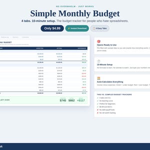 Simple Monthly Budget Spreadsheet | Google Sheets Expense Tracker (Instant Download)