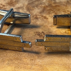 Vintage Sterling Silver Slide Rule Cufflinks by Vernon Engineer Cufflinks Scientific Instrument Novelty Mens Jewelry Drafting Gift for Him