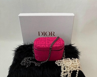 Upcycled Dior Pink Monogram Cosmetic Pouch Chain Purse, One of a Kind Bag