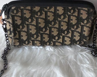 Authentic Vintage Dior Logo Trotier Pouchette Crossbody Shoulder Bag