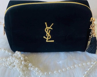 Upcycled YSL Black Velvet Mini Bag | Gold Chain Strap, Tassel Detail