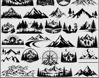 100 Mountain Scene Svg Bundle, Mountains Svg, Nature Landscape Svg, Mountain Hand Drawn, Mountain Scene PNG, Mountain Scene Clipart