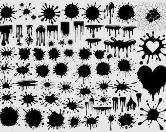 Paint Splatter Svg Bundle, Paint Splatter Png Bundle, Ink Splatter Svg, Black Ink Splashes Svg Cut Files for Cricut, Paint Drip Svg Paint