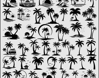 Palmen-SVG-Bundle, Palmen-SVG, Palmen-Clipart, Palmen-Silhouette, Palmen-Schnittdateien für Cricut, Strandleben-SVG, Palmen-PNG