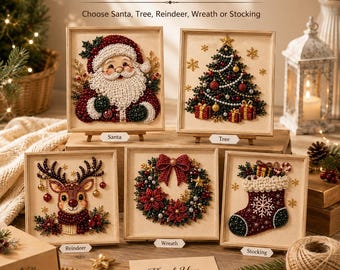 Kit de pintura de diamantes de perlas navideñas para manualidades, corona de Papá Noel, árbol de Navidad, calcetín navideño, arte con diamantes de imitación, kit de manualidades para adultos principiantes, regalo de decoración navideña