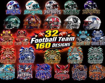 32 Football Team Helmets PNG Bundle, 32 NFL Football Teams PNG Bundle, Mascot Clipart, Sublimation Graphics American Football Png 160 Design