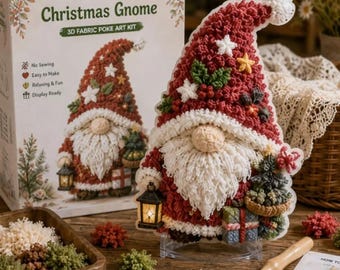 DIY 3D Fabric Poke Art Gnome Kit Christmas Gnome Craft Kit Handmade Holiday Wall Decor Seasonal Fabric Art Kit Nordic Elf Decoration