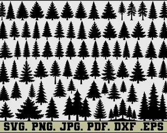 150 Pine Tree SVG Bundle | Evergreen Tree Clipart | Forest Silhouettes | Cut Files for Cricut and Silhouette - png, eps, dxf Formats
