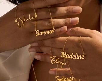 Custom Name Necklace, 18K Gold Plated Name Necklace, Personalized Name Necklace, Gift for Teacher, Birthday Gift for Her, Graduation Gifts