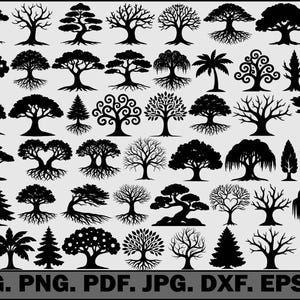 Tree Silhouette SVG Bundle, Forest Clipart (Cut Files)