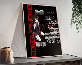 Poster personnage anime Akame avec cadre en bois | Akame ga Kill