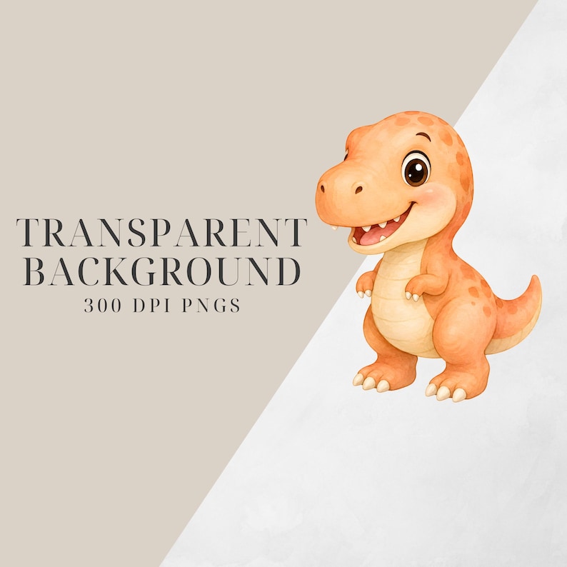 Watercolor dinosaur PNG bundle with dino eggs, footprints, fossils, leaves and prehistoric elements