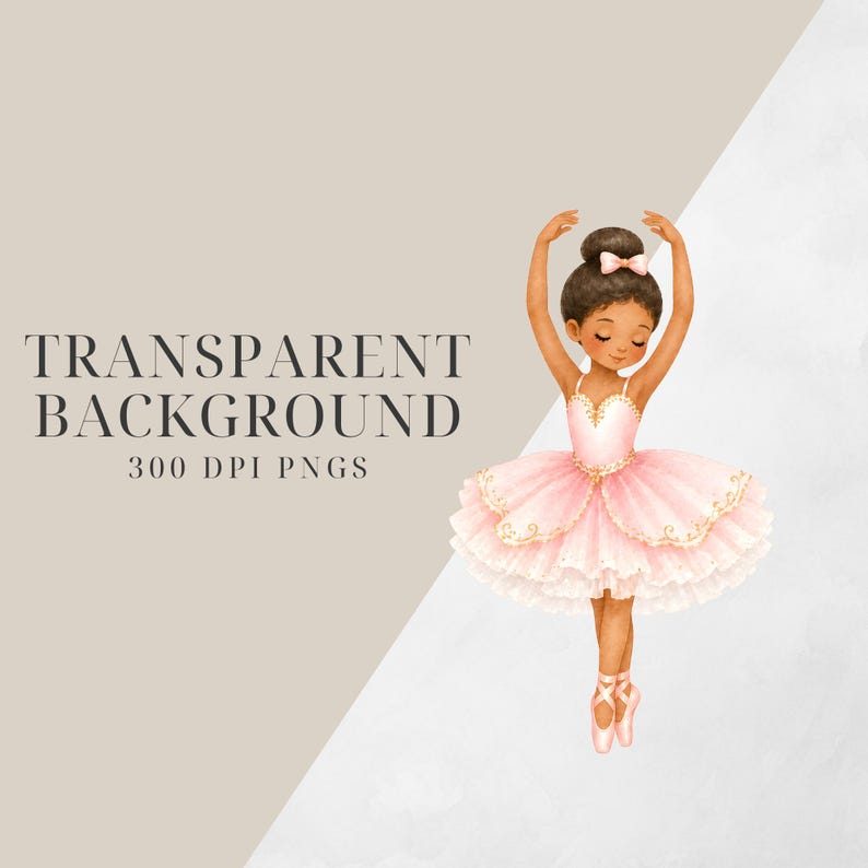 Cute little ballerina girl PNG bundle for nursery decor and invitations