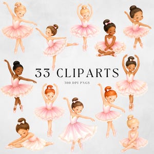 Pastel pink ballet clipart collection with swan, bunny, and accessories