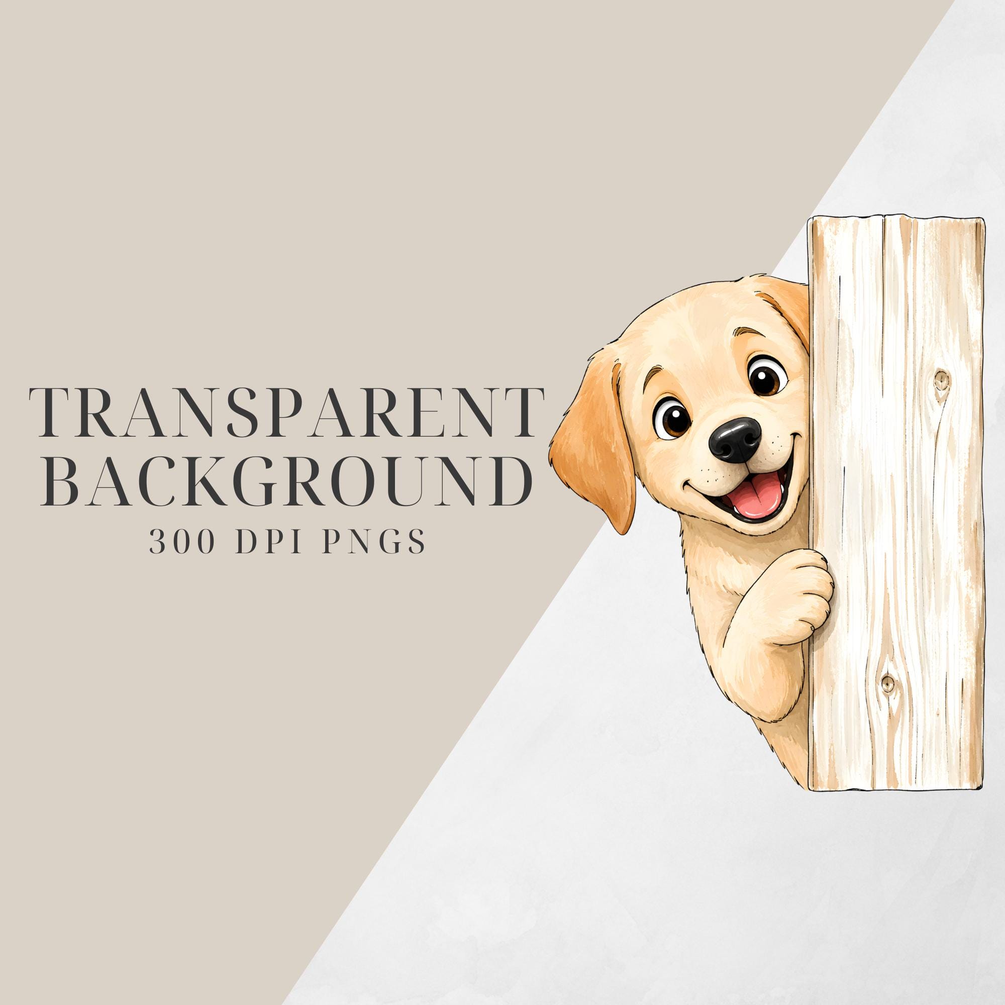 Peeking Dogs Clipart Bundle, Cute Puppy PNG, Watercolor Dog Clipart ...