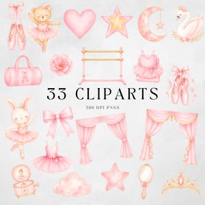 Baby ballerina watercolor illustrations for girls room wall art