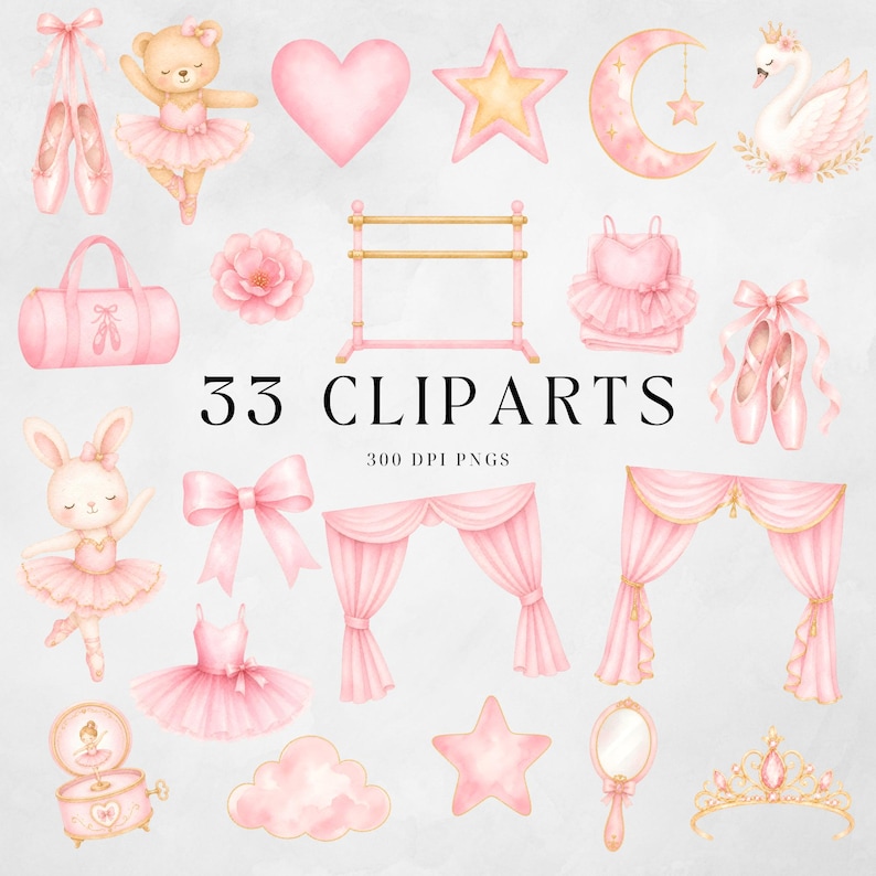 Baby ballerina watercolor illustrations for girls room wall art