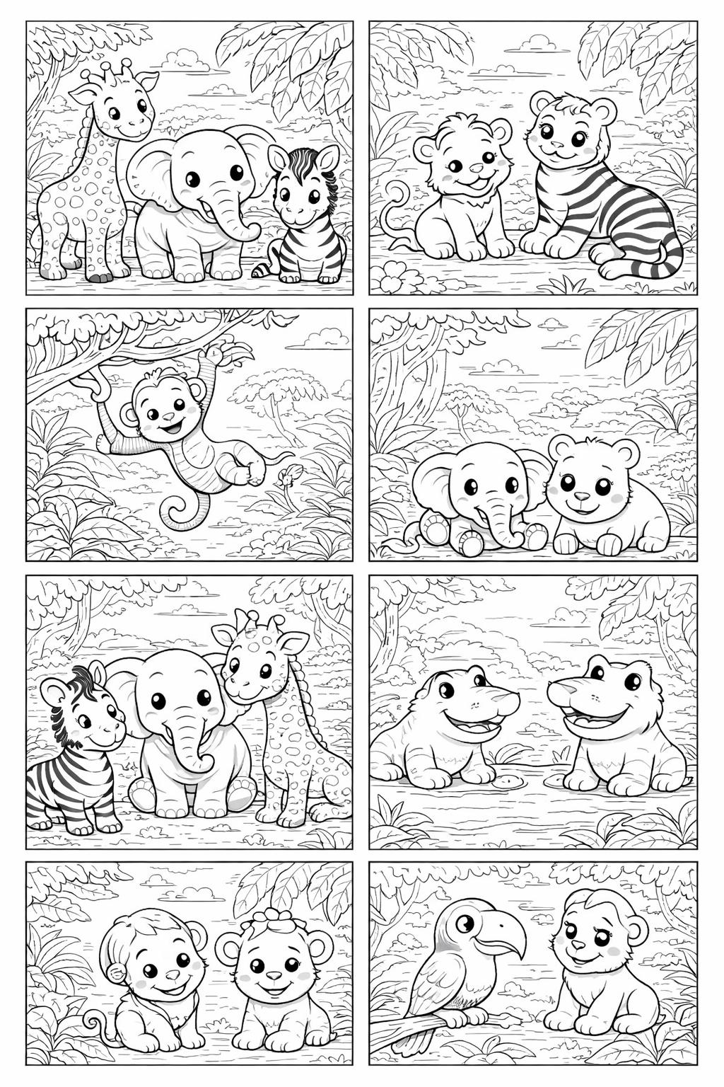 Jungle Animals Coloring Book for Kids Ages 2-4, 50 Printable Coloring ...