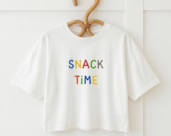 Toddler Snack Time Shirt, Playful Graphic Tee, Everyday Cotton Blend Outfit