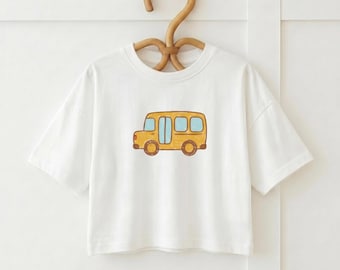 Hand-Drawn Yellow School Bus Toddler Tee | Back to School, Preschool Outfit, Kids Graphic Shirt