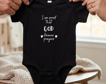 Faith Baby Bodysuit, God Answers Prayers Infant Onesie, Newborn Announcement Outfit