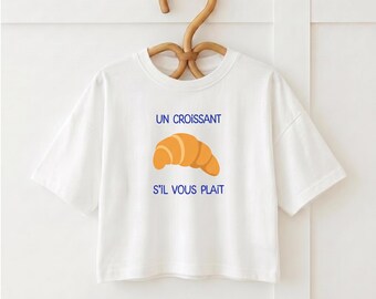 Toddler Croissant T-Shirt, French Phrase Graphic Tee, Parisian Bakery Apparel